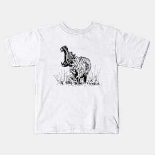 Hippo Ink Drawing Kids T-Shirt